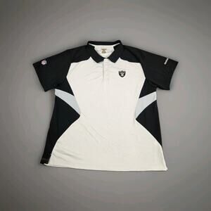 Reebok Oakland Raiders Polo Shirt Men Sz XL NFL Golf Y2K Black White C12